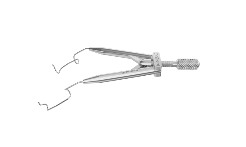 999R 14-040S Lieberman Temporal Speculum, 14.00 mm V-Shaped Blades, Round Branches, Adult Size, Length 76 mm, Stainless Steel