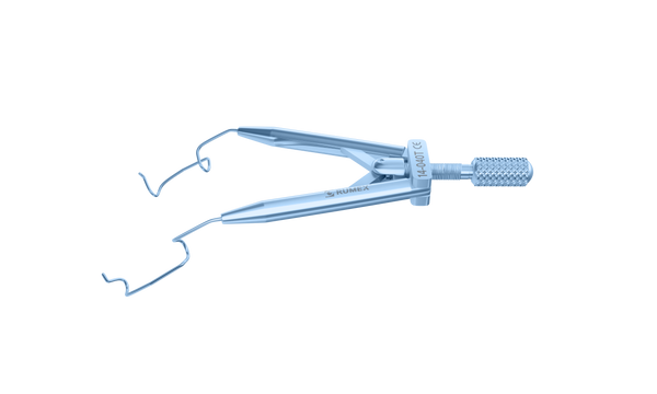 025R 14-040T Lieberman Temporal Speculum, 14.00 mm V-Shaped Blades, Round Branches, Adult Size, Length 76 mm, Titanium