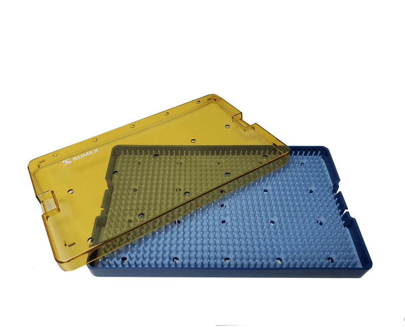 044R 18-304 Plastic Sterilization Tray with Silicone Finger Mat, Extra Large, 254×152×19 mm, 10×6×0.75″