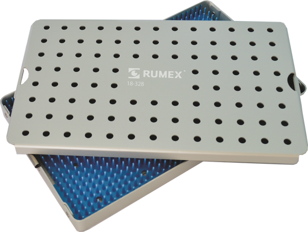 999R 18-328 Aluminum Sterilization Tray with Silicone Mat, 260×160×80 mm, 10.25×6.25×3.25″