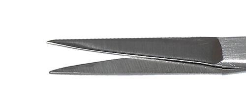195R 11-080S Straight Iris Scissors, Sharp Tips, 28.00 mm Blades, Ring Handle, Length 115 mm, Stainless Steel