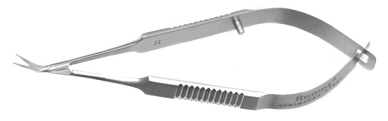 237R 11-054S Vannas Capsulotomy Scissors, Angled, Sharp Tips, 6.00 mm Blades, Flat Handle, Length 81 mm, Stainless Steel