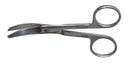 497R 11-090S Curved Enucleation Scissors, Blunt Tips, 38 mm Blades from Midscrew to Tip, Ring Handle, Length 128 mm, Stainless Steel