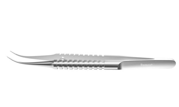 116R 4-186S Tennant Curved Tying Forceps, Extra-Delicate Tips, for 9-0 To 11-0 Sutures, Round Handle, Length 107 mm, Stainless Steel