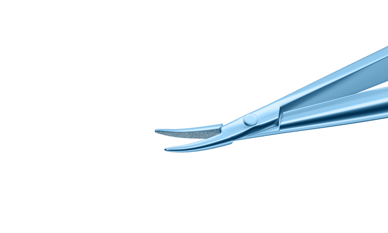 294R 8-070T Barraquer Needle Holder, 12.00 mm Fine Jaws, Curved, with Lock, Long Size, Length 125 mm, Titanium