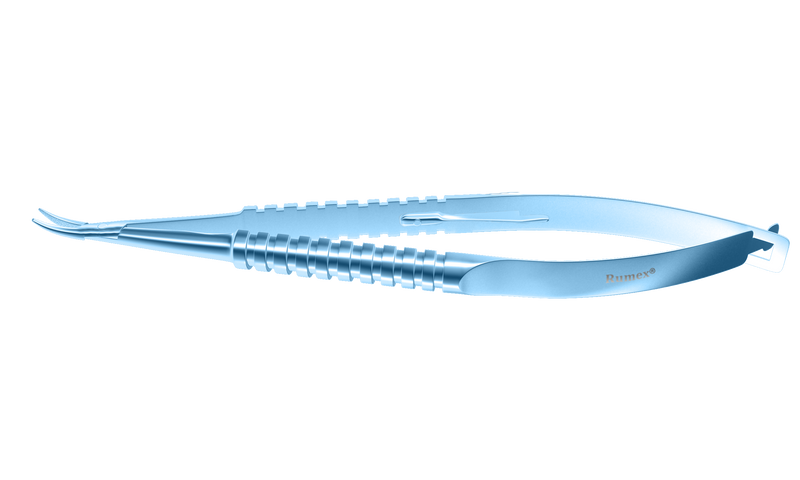 213R 8-090T Barraquer Needle Holder, 12.00 mm Strong Jaws, Curved, with Lock, Long Size, Length 125 mm, Titanium